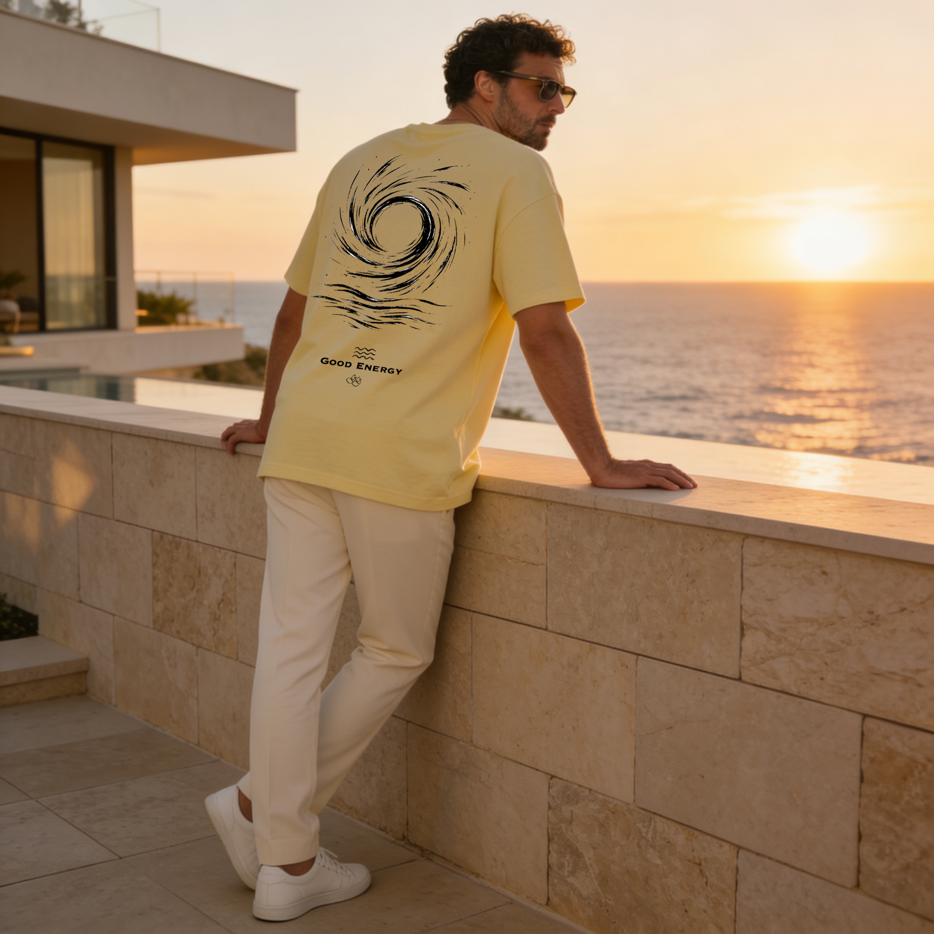 Camiseta amarilla unisex de algodón orgánico | Good Energy