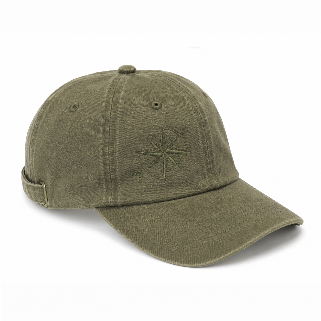 Gorra Kaki Orgánica con Rosa de los Vientos