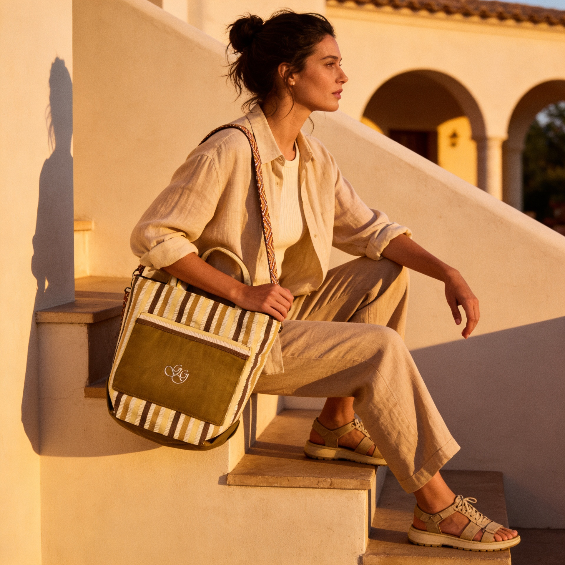 Bolso Galgo reversible artesanal beige y camel | Hecho a mano - Imagen 2