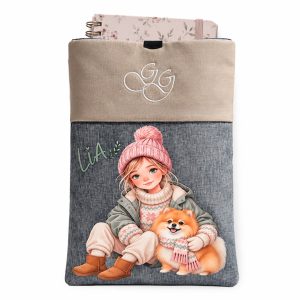 Funda artesanal para agenda o cuaderno – Lía y Sira en invierno